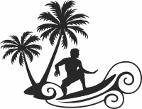 Surfing man wall decor - For Laser Cut DXF CDR SVG Files - free download