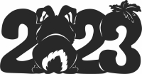 2023 rabbit new year decor - Para archivos DXF CDR SVG cortados con láser - descarga gratuita