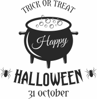 halloween kettle trick or treat spider clipart - For Laser Cut DXF CDR SVG Files - free download