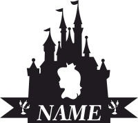 Disney Princess ice Castle Silhouette custom name - For Laser Cut DXF CDR SVG Files - free download