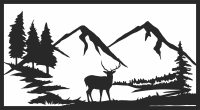 outdoor deer scene - For Laser Cut DXF CDR SVG Files - free download