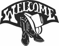Western boots welcome sign- For Laser Cut DXF CDR SVG Files - free download
