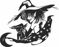 Halloween witch clipart - Para archivos DXF CDR SVG cortados con láser - descarga gratuita