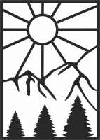 Sun mountain wall decor - For Laser Cut DXF CDR SVG Files - free download
