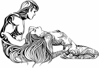 Beautiful Couple drawing art - For Laser Cut DXF CDR SVG Files - free download
