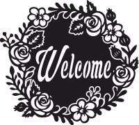 Welcome floral Sign - For Laser Cut DXF CDR SVG Files - free download
