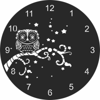 owl Wall Clock Vinyl - For Laser Cut DXF CDR SVG Files - free download