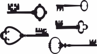 old vintage keys silhouette - For Laser Cut DXF CDR SVG Files - free download
