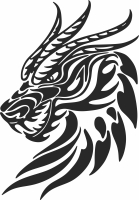 tribal dragon face clipart - fichier DXF SVG CDR coupe, prêt à découper pour plasma routeur laser