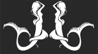 two mermaid wall art - Para archivos DXF CDR SVG cortados con láser - descarga gratuita