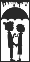 Couple with umbrella wall decor - Para archivos DXF CDR SVG cortados con láser - descarga gratuita