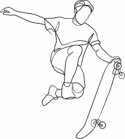 Skateboard line art clipart - Para archivos DXF CDR SVG cortados con láser - descarga gratuita