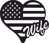Heart wife USA Flag - fichier DXF SVG CDR coupe, prêt à découper pour plasma routeur laser