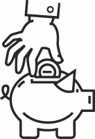 Piggy bank money pig clipart - Para archivos DXF CDR SVG cortados con láser - descarga gratuita
