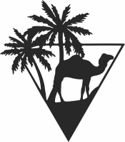 desert camel palms clipart - fichier DXF SVG CDR coupe, prêt à découper pour plasma routeur laser