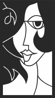 abstract face woman portrait - For Laser Cut DXF CDR SVG Files - free download