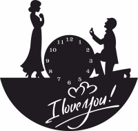 I love you couple Wall Clock - For Laser Cut DXF CDR SVG Files - free download