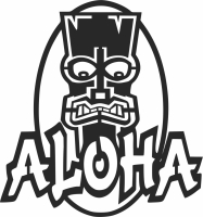 Tropical Aloha Tiki Surf logo - For Laser Cut DXF CDR SVG Files - free download