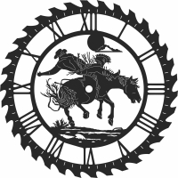 cowboy sceen saw wall clock - For Laser Cut DXF CDR SVG Files - free download
