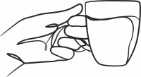 one Line Drawing hand holding cup - fichier DXF SVG CDR coupe, prêt à découper pour plasma routeur laser