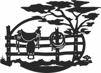western horse carriage scene - For Laser Cut DXF CDR SVG Files - free download