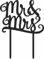mr and mrs wedding cake topper - For Laser Cut DXF CDR SVG Files - free download