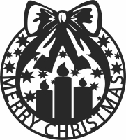 merry christmas wreath candles - Para archivos DXF CDR SVG cortados con láser - descarga gratuita