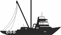 Container ship boat clipart - fichier DXF SVG CDR coupe, prêt à découper pour plasma routeur laser