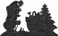 Echidnas santa christmas scene - For Laser Cut DXF CDR SVG Files - free download