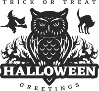 Halloween owl trick or treat art - For Laser Cut DXF CDR SVG Files - free download