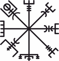 Vegvisir Runic Compass Norse Symbols - fichier DXF SVG CDR coupe, prêt à découper pour plasma routeur laser