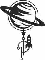 Saturn Wall Art - For Laser Cut DXF CDR SVG Files - free download