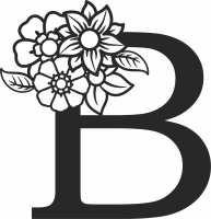 Monogram Letter B with flowers - For Laser Cut DXF CDR SVG Files - free download