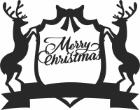 Merry christmas wall deer sign - For Laser Cut DXF CDR SVG Files - free download