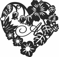 valentines Day floral Heart - For Laser Cut DXF CDR SVG Files - free download