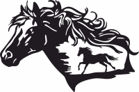 Horse scene clipart - Para archivos DXF CDR SVG cortados con láser - descarga gratuita