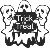 Trick or Treat Ghost Boo clipart - For Laser Cut DXF CDR SVG Files - free download