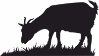 goat silhouette eating grass - For Laser Cut DXF CDR SVG Files - free download