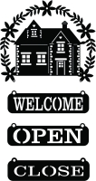 welcome House sign open close - For Laser Cut DXF CDR SVG Files - free download