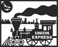 steam train union express - fichier DXF SVG CDR coupe, prêt à découper pour plasma routeur laser