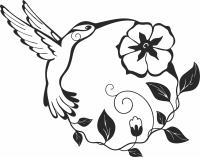 Hummingbird Flowers wall decor - For Laser Cut DXF CDR SVG Files - free download