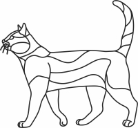 one line cat - For Laser Cut DXF CDR SVG Files - free download