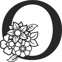 Monogram Letter O with flowers - Para archivos DXF CDR SVG cortados con láser - descarga gratuita