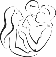 parents hugging baby clipart - For Laser Cut DXF CDR SVG Files - free download