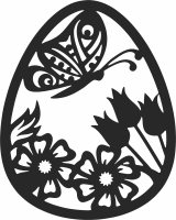Easter egg decorating with butterfly and flowers - For Laser Cut DXF CDR SVG Files - free download