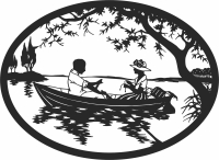 Couple on boat scene - Para archivos DXF CDR SVG cortados con láser - descarga gratuita