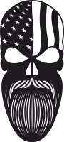 Bearded Skull with USA flag - Para archivos DXF CDR SVG cortados con láser - descarga gratuita