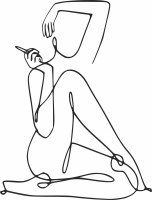 woman line drawing arts - For Laser Cut DXF CDR SVG Files - free download