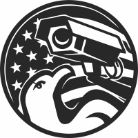 American Eagle and Security Camera USA Flag - Para archivos DXF CDR SVG cortados con láser - descarga gratuita