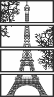 Paris eiffel tower panels wall decor - fichier DXF SVG CDR coupe, prêt à découper pour plasma routeur laser